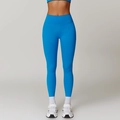High-waisted bright blue quick-dry yoga pants with slim fit and seamless knitting - S / Future Blue