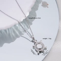 Collier pendentif tortue argenté avec nacre blanche et cristaux de zircon pour femme - Argent / Tortue en Coquillage Blanc