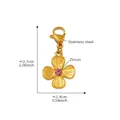 Golden flower necklace with pink zircon and 18k gold plating in stainless steel - Gold Four-Leaf Flower Pink Zircon Pendant (D152-2)