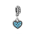 Silver heart pendant charm with blue pavé crystals for summer DIY bracelet jewelry - Blue Pavé Heart