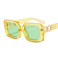 Retro oversize square sunglasses with transparent yellow frames and green lenses - Yellow Frame Green Lens