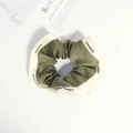 French style olive green and beige satin scrunchie with CHANGE letter print - Green