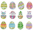 Set de 12 pegatinas de pintura de diamante DIY de Pascua con conejos y huevos - Juego de pegatinas de Pascua mixtas de 12 piezas