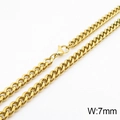 7mm gold polished stainless steel curb chain necklace with secure lobster clasp - 7mm Gold / Necklace 45cm