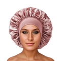 Rose gold satin silk sleep cap for hair care with wide band for comfortable sleeping - Dusty Rose