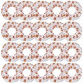 Set of 20 white satin hair scrunchies with orange basketball print in a grid layout - Set of 24 / White