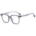 Occhiali quadrati anti luce blu in grigio trasparente visti da un'angolazione di 45 gradi - Grigio Trasparente (C04)