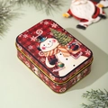 Christmas tin box with plaid pattern and snowman for gift wrapping and candies - Christmas Candy Box Style D