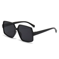 Oversized black irregular square sunglasses with glossy frames and dark lenses - One Size / Black Frame Grey Lens