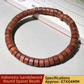 Bracelet minimaliste en bois de santal d'Indonésie aux perles plates brun-rouge foncé - Standard 5x8mm / Bois de Santal Étoilé d'Indonésie