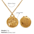 Collana medaglione zodiaco vintage placcata oro 18K in acciaio inossidabile con dettagli - Oro-Gemelli