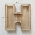 Letter H shaped wooden money box with clear acrylic panel, size 17.5x18cm in natural oak - Letter H