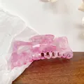Extra large pink marbled acetate hair claw clip with hollow geometric cutout design - 13cm / Jelly Purple 13CM