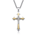 Vintage kruishanger ketting voor heren met tweekleurige goud-zilver afwerking en diamant - Alleen hanger / Goud