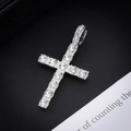 Hip hop silver cross pendant necklace with sparkling rhinestones and tennis chain - Silver Pendant Only / Silver