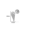 Titanium silver wing-shaped labret stud earring with detailed feather texture - 6# Wing Style (Silver)