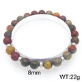 Bracelet perles en pierre naturelle 8mm avec oeil de tigre et agate mate colorée - Texture de Jaspe Coloré (KB205861-Z)