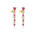 Orecchini pendenti in argento S925 con pietra rosa a goccia e zirconi bianchi brillanti - Argento 925 Placcato Oro 18K / Oro 18K