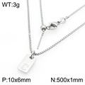 Silver square pendant necklace with engraved letter C and adjustable 500mm box chain - Silver Letter C Style (KN293669-Z)