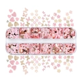 12-Fach Box mit rosa und goldenen Nagelpailletten in Herz-, Schmetterling- und Hasenform - Schmetterling Herz Hase Kirschblüten Stil