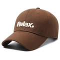 Brown cotton baseball cap featuring Relax 3D embroidery and reinforced stitching details - Adjustable / Coffee