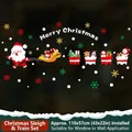 Christmas sleigh static window stickers with Santa and penguin train decoration, 110x57cm - YCSD043 Christmas Sleigh Car