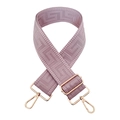 Macro detail of lavender woven shoulder strap with geometric texture and gold metal hooks - Light Purple