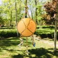 Unique orange crystal ball pendant with gold mesh holder and star charms in garden - #4 (approx 27.5cm) / Gold