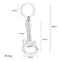 Silver guitar beer bottle opener keychain River Party edition with dimensions - X-195 Guitar Bottle Opener (Silver)