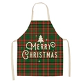 Wasserdichte Weihnachtsschürze mit rot-grünem Karomuster und Merry Christmas Aufdruck - Rot-Grün Kariert (WQ02-15) / Kinderstil (47x38cm)