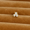 Golden stainless steel earring with three round zircons in a triangle stud layout - Gold (Three Stone Clover Y20412-1)