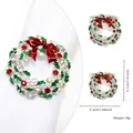 Detail showing colorful rhinestone Christmas wreath napkin ring with dimensions and weight - Christmas Wreath Bow