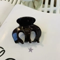 Detail of dark brown acetate hair claw with gold Barrette La France lettering - Approx 6cm / Coffee