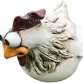 Figurine de coq rigolo en résine blanche pour décoration de clôture et de jardin - Style de Poulet Drôle B