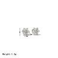 Elegant 7mm silver flower stud earrings with sparkling cubic zirconia and dimensions - Platinum-White Rhinestone