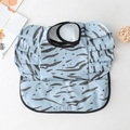 Waterproof baby bib in light blue zebra pattern with decorative frill wing sleeves - Wings - Blue Ripple / One Size