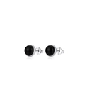 Pendientes de plata de ley S925 minimalistas con ágata negra redonda en engaste plateado - Estilo Negro 6mm (RHE1165-6)