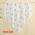 Breathable cotton baby swaddle blanket featuring cartoon cats and yarn patterns - Yarn Kitty