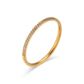Bague fine en acier inoxydable plaqué or 18K avec micro-pavé de pierres en zircon - US 6 / Doré