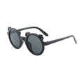Cute round frame bear-shaped kids sunglasses with matte black finish and dark grey lenses - Black Frame