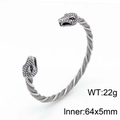 Vintage silver steel woven bracelet featuring detailed serpent head terminals in a retro finish - Snake Head Style (KB152064-KJX)