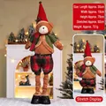 Christmas bear plush with telescopic legs in red hat and green knit sweater - Large 92CM Telescopic Reindeer