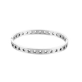 Detail of silver stainless steel bangle featuring delicate hollow star pattern design - Silver