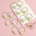 Lot de 12 élastiques à cheveux chat vert pour filles avec breloques en résine et cordelette - Lot de 12 / 6 Paires