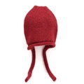Gorro de punto de lana rojo oscuro con orejeras y cordones largos - Talla única Elástica / Rojo
