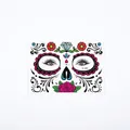 Halloween Day of the Dead face tattoo sticker with red roses and sugar skull design - Style FL-003 (Single Sheet)