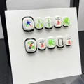Unghie finte fatte a mano con tessere Mahjong 3D tradizionali con finitura bianca e verde lucida - Grande (L) / Motivo Mahjong