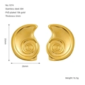 Dettagli orecchini a spirale placcati oro 18K, altezza 35mm e spessore 3mm con parametri - Stile Spirale di Conchiglia (1074)