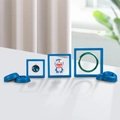 Blue square PE film floating display box with matching round bases in three sizes - 7*7*2cm / Blue