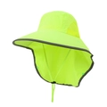 Neongrüner Outdoor-Sonnenhut mit breiter Krempe, Nackenschutz und Mesheinsätzen - Einheitsgröße / Fluoreszierendes Grün